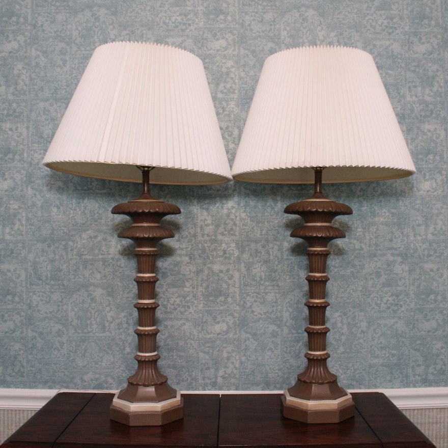 Pair Of Elegant Metal Table Lamps