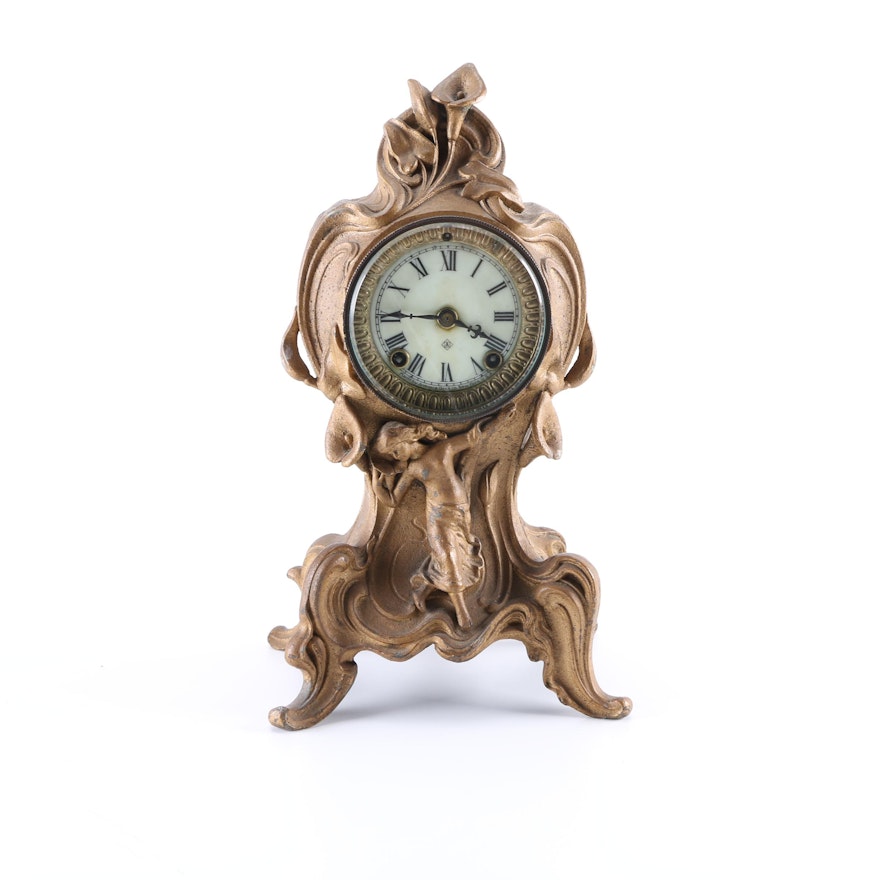 Brass French Table Clock