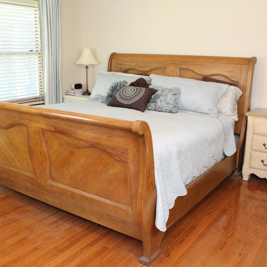 King-Size Oak Sleigh Bed Frame