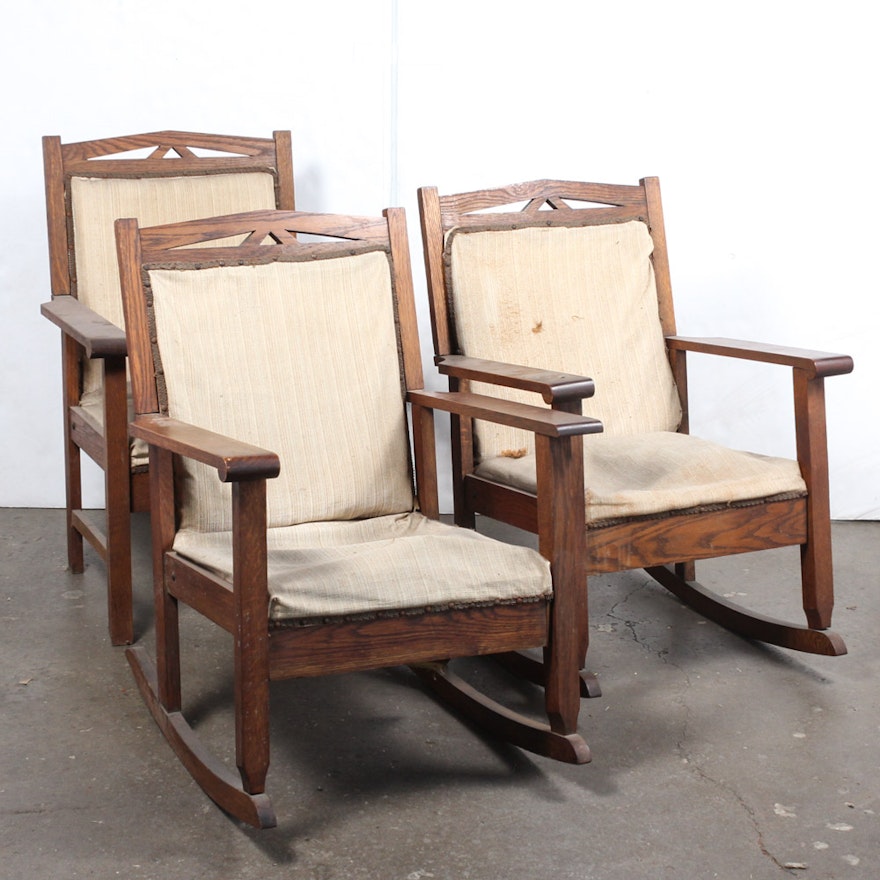 Early 20th Century Arts and Crafts Oak Chairs