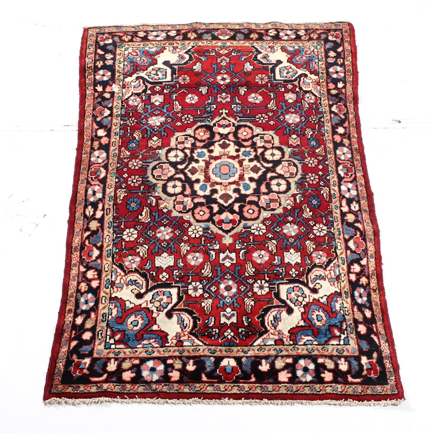 Hand Knotted Semi Antique Persian Malayer Sarouk Area Rug