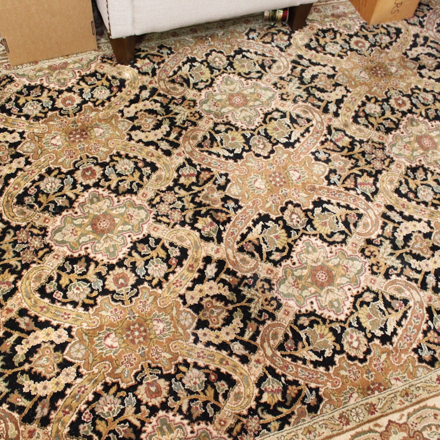 Ornate Hand-Knotted Indo-Perisan Wool Area Rug