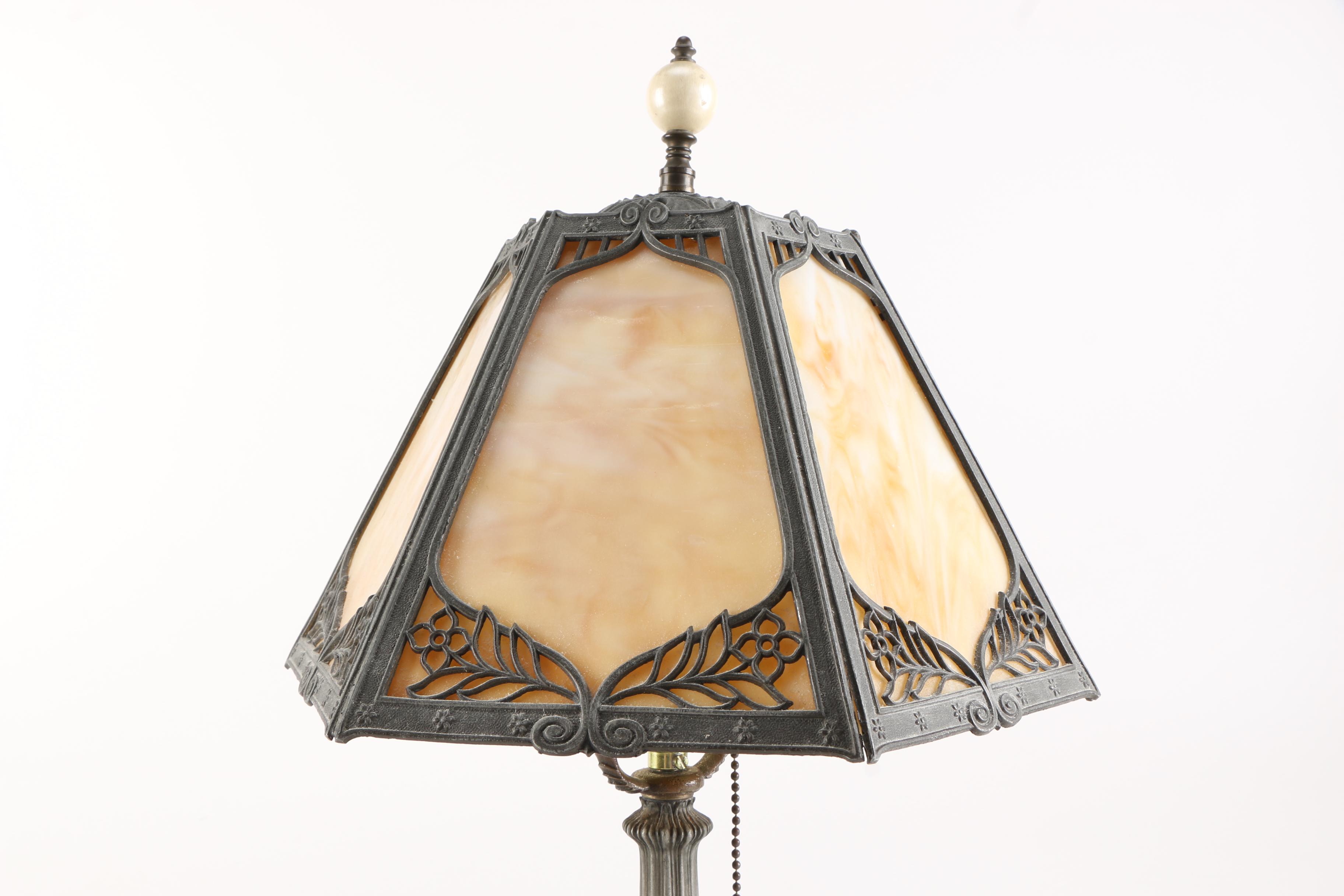 Vintage Slag Glass Table Lamp