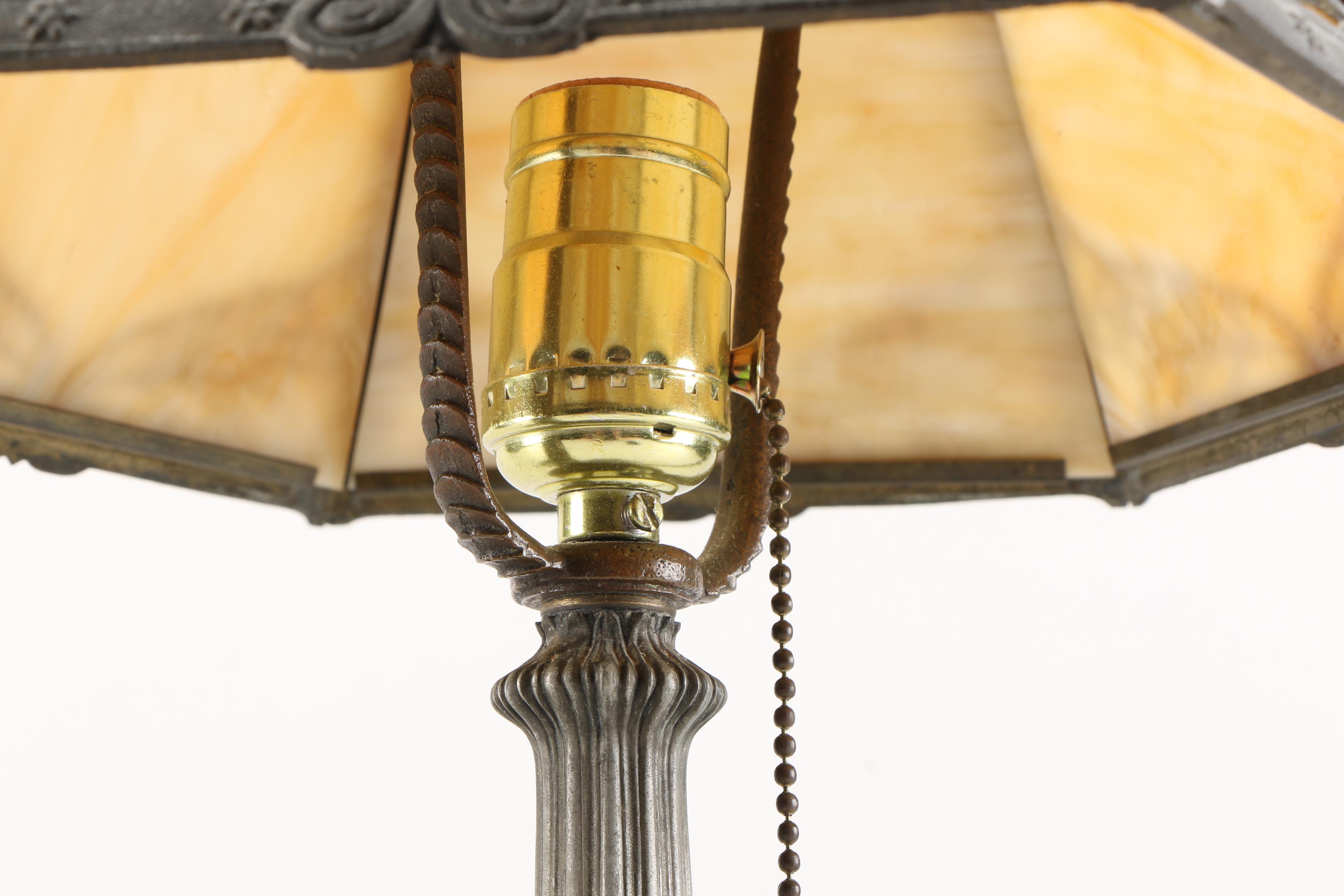 Vintage Slag Glass Table Lamp