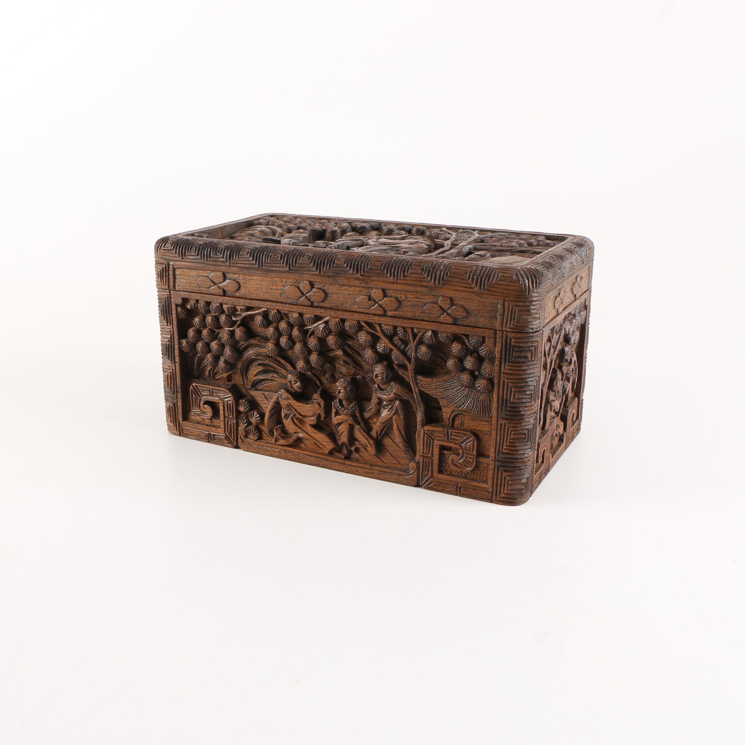Chinese Carved Wooden Box