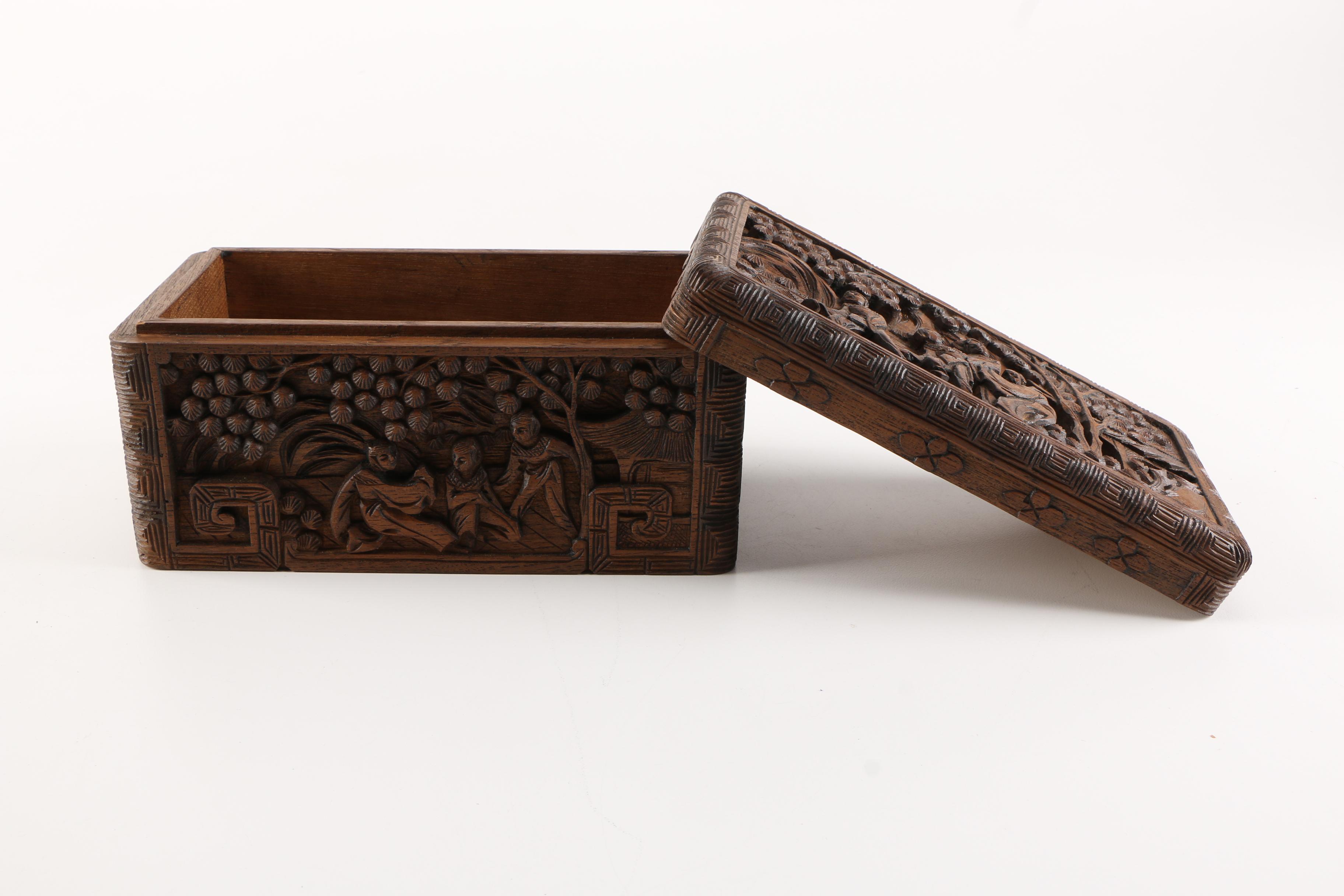 Chinese Carved Wooden Box