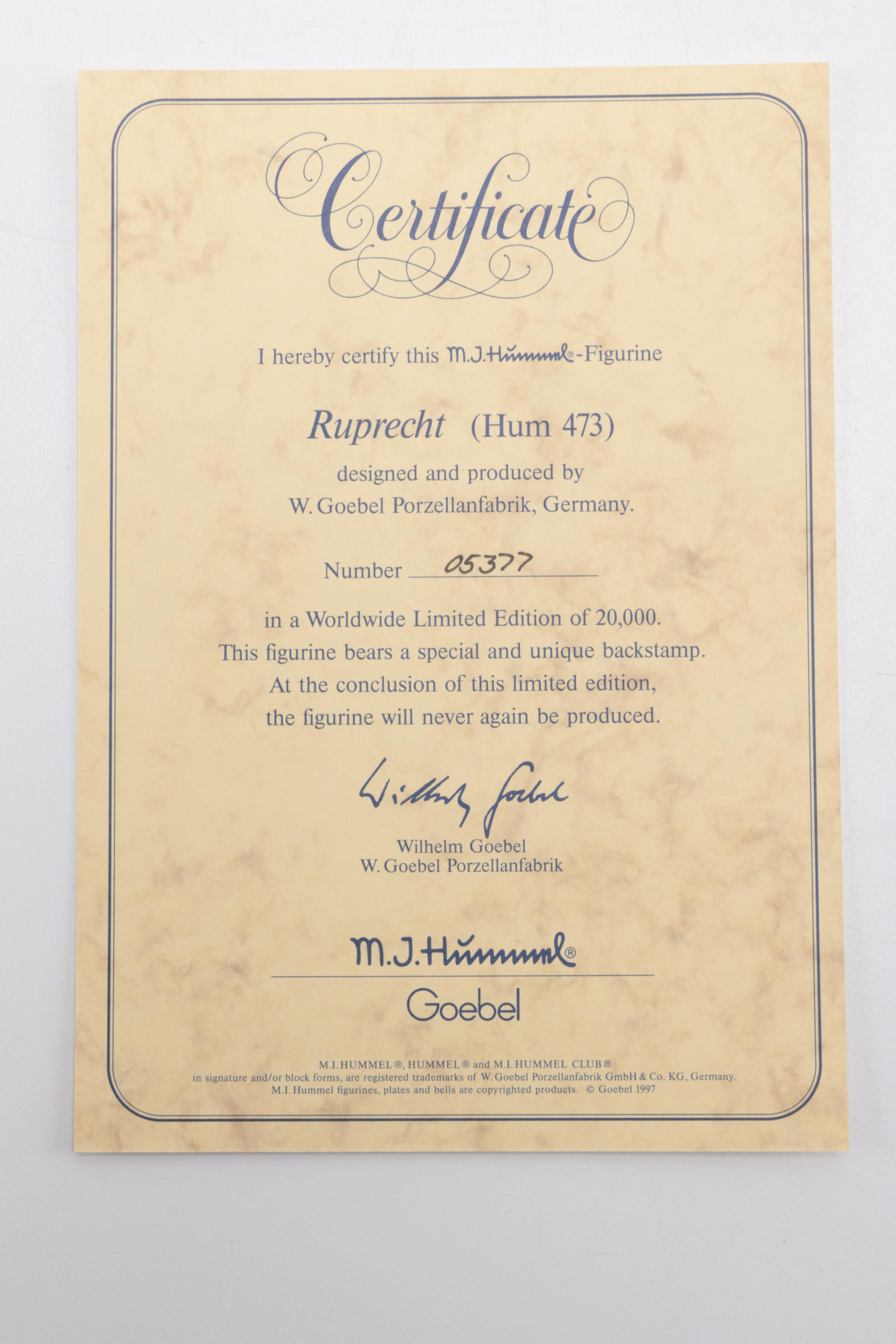 1997 Limited Edition Hummel Goebel "Ruprecht" and "Nikolaustag" Ceramic Figurine