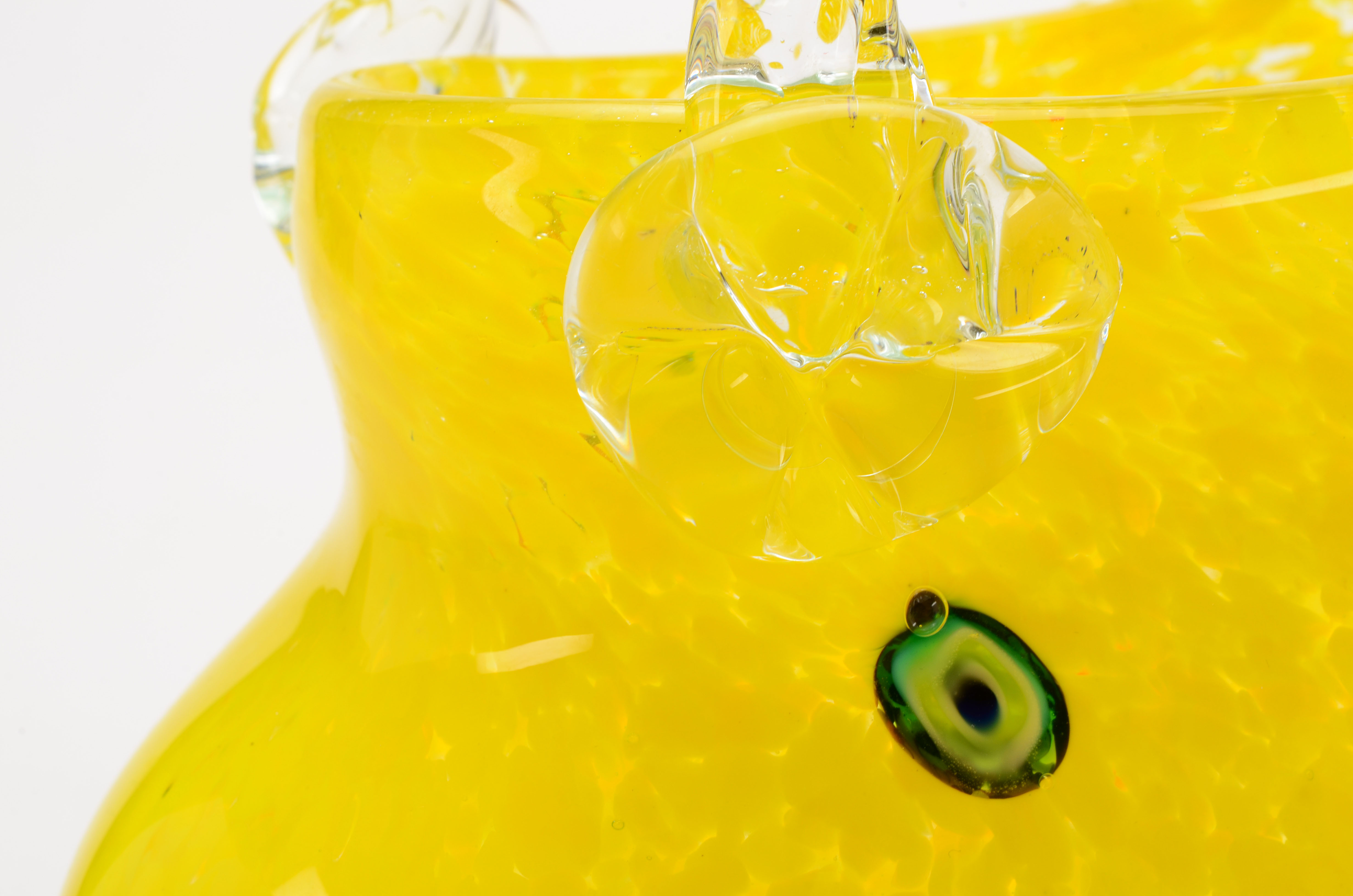 Murano Style Yellow Glass Basket