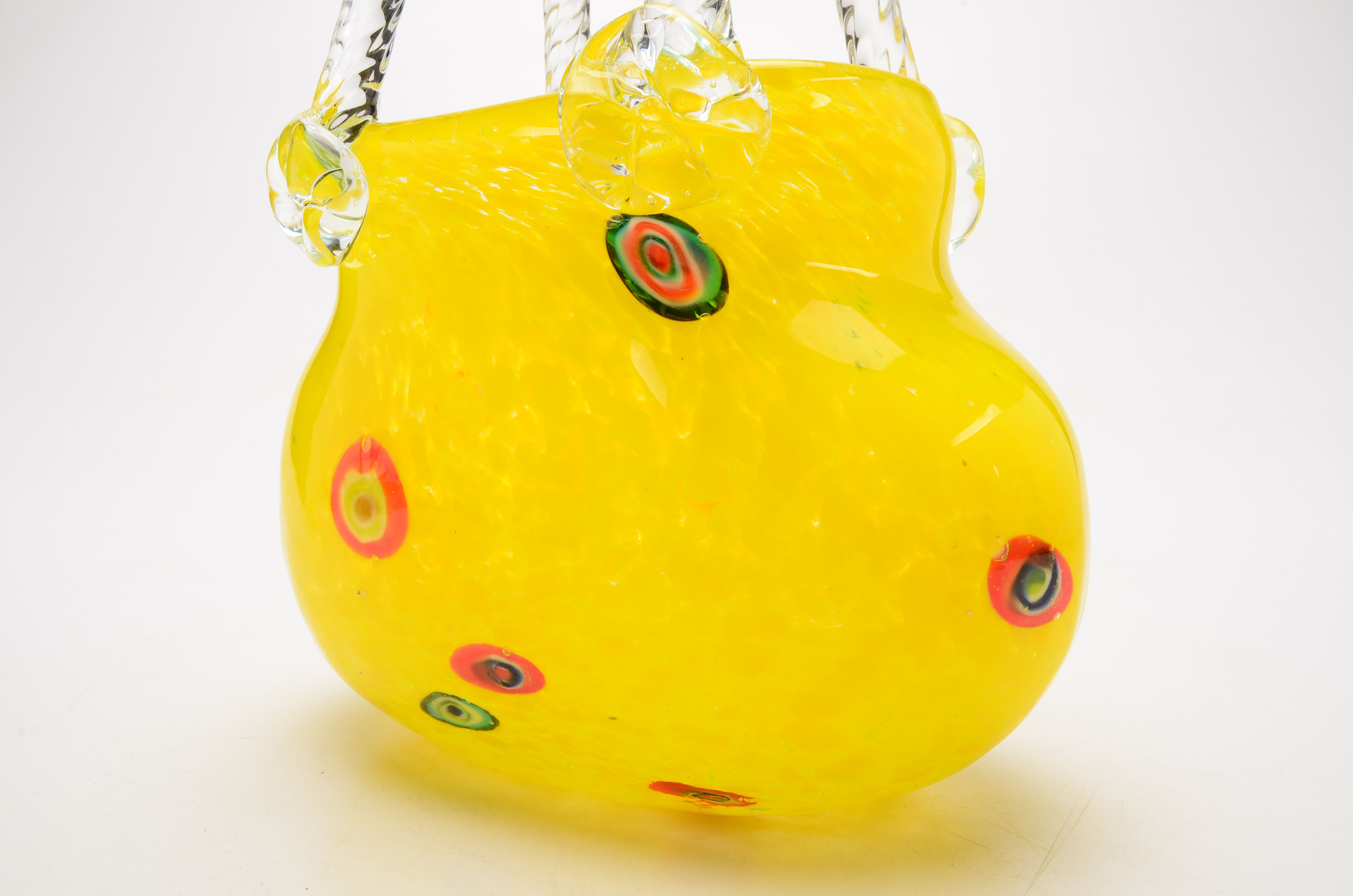 Murano Style Yellow Glass Basket