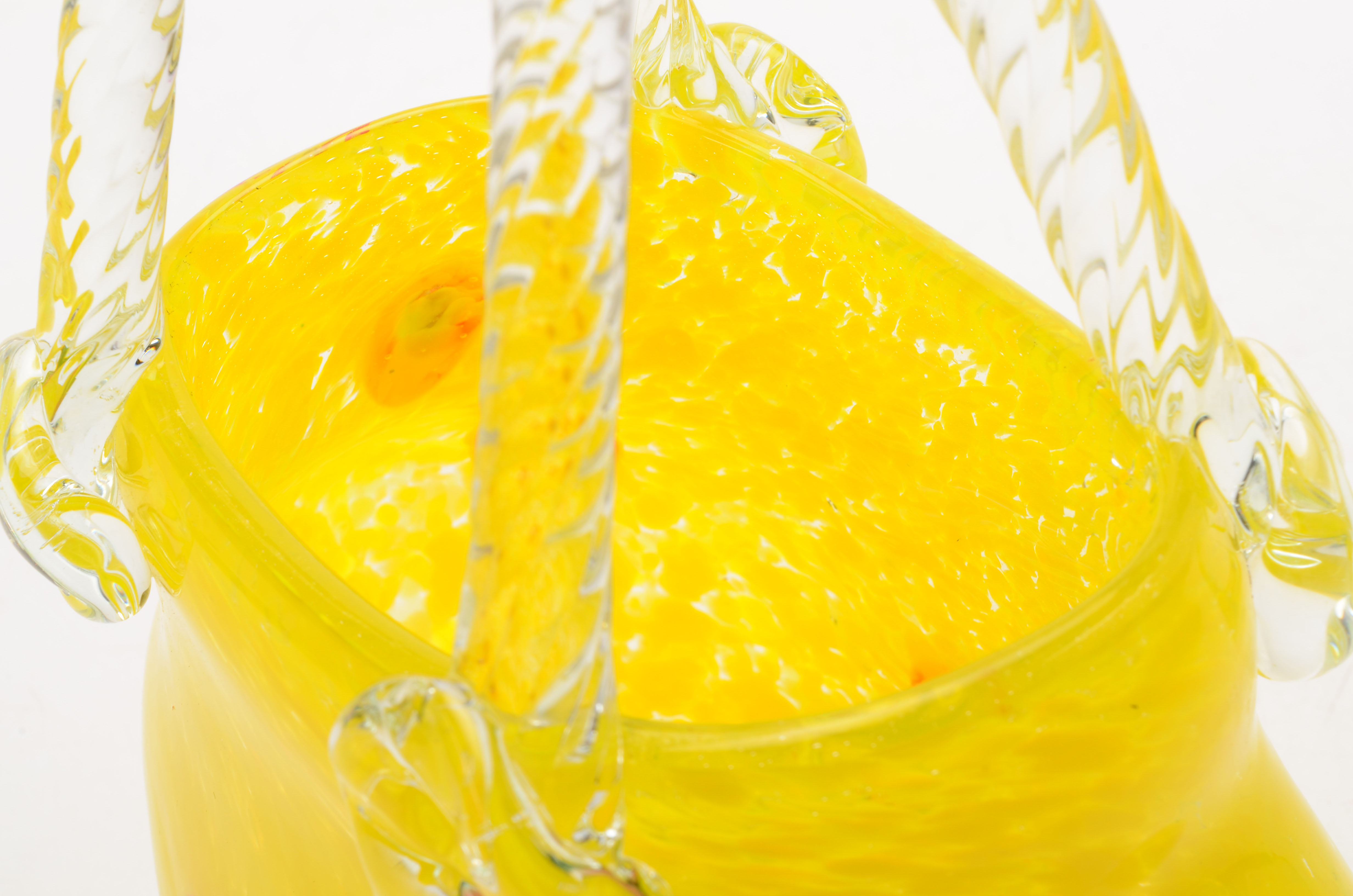 Murano Style Yellow Glass Basket