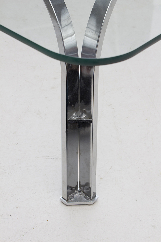 Roger Sprunger Style Chrome and Glass Coffee Table