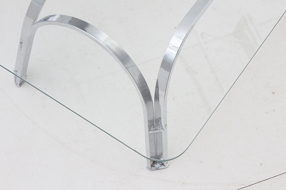 Roger Sprunger Style Chrome and Glass Coffee Table