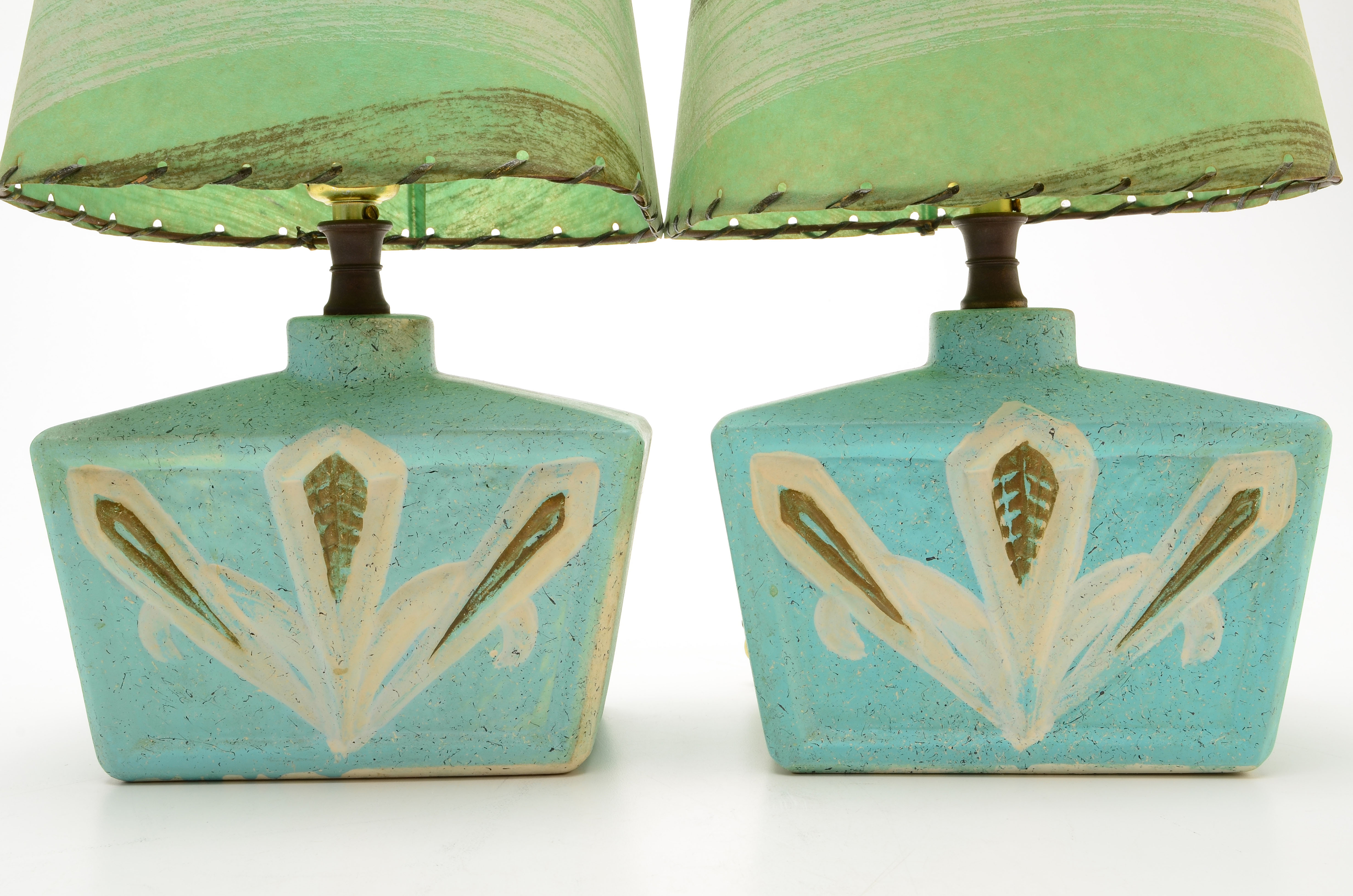 Pair of Vintage Table Lamps in Aqua Blue