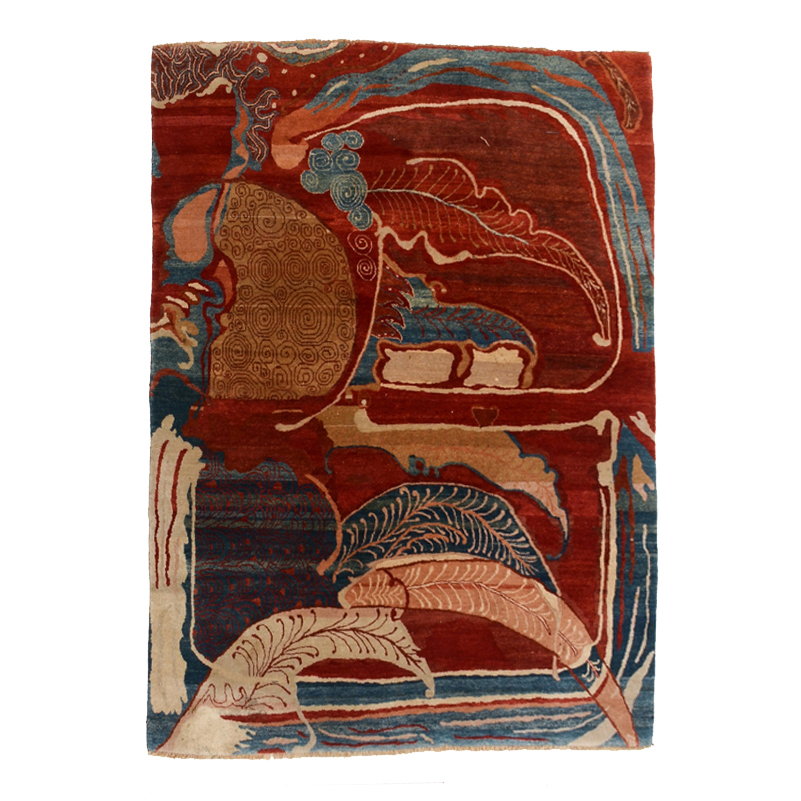 Mid-Century Indian Abstract Wool Area Rug