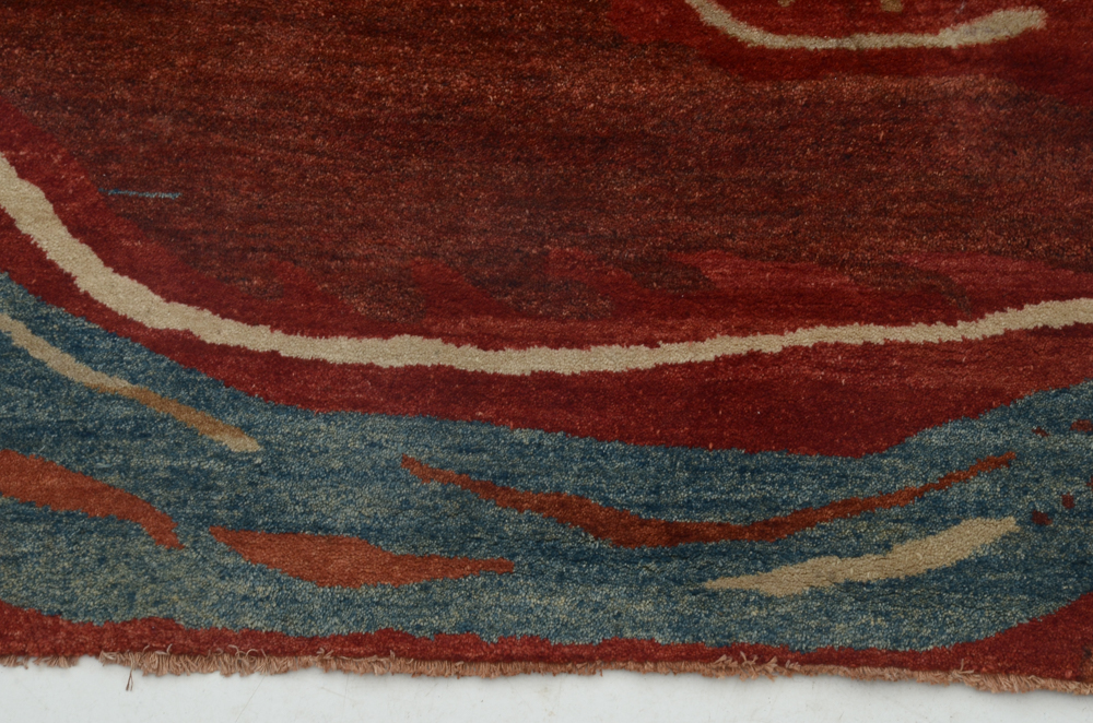 Mid-Century Indian Abstract Wool Area Rug