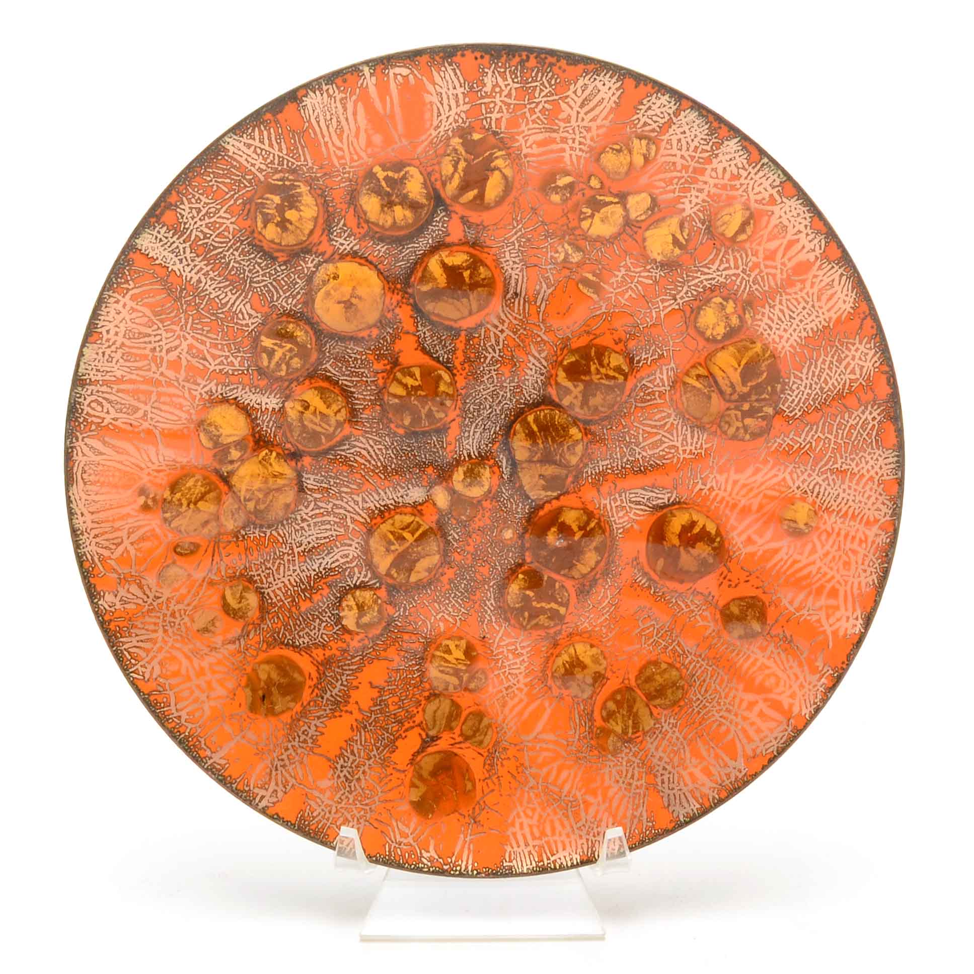 Vintage Hildegard Orange and Gold Enamel Plate