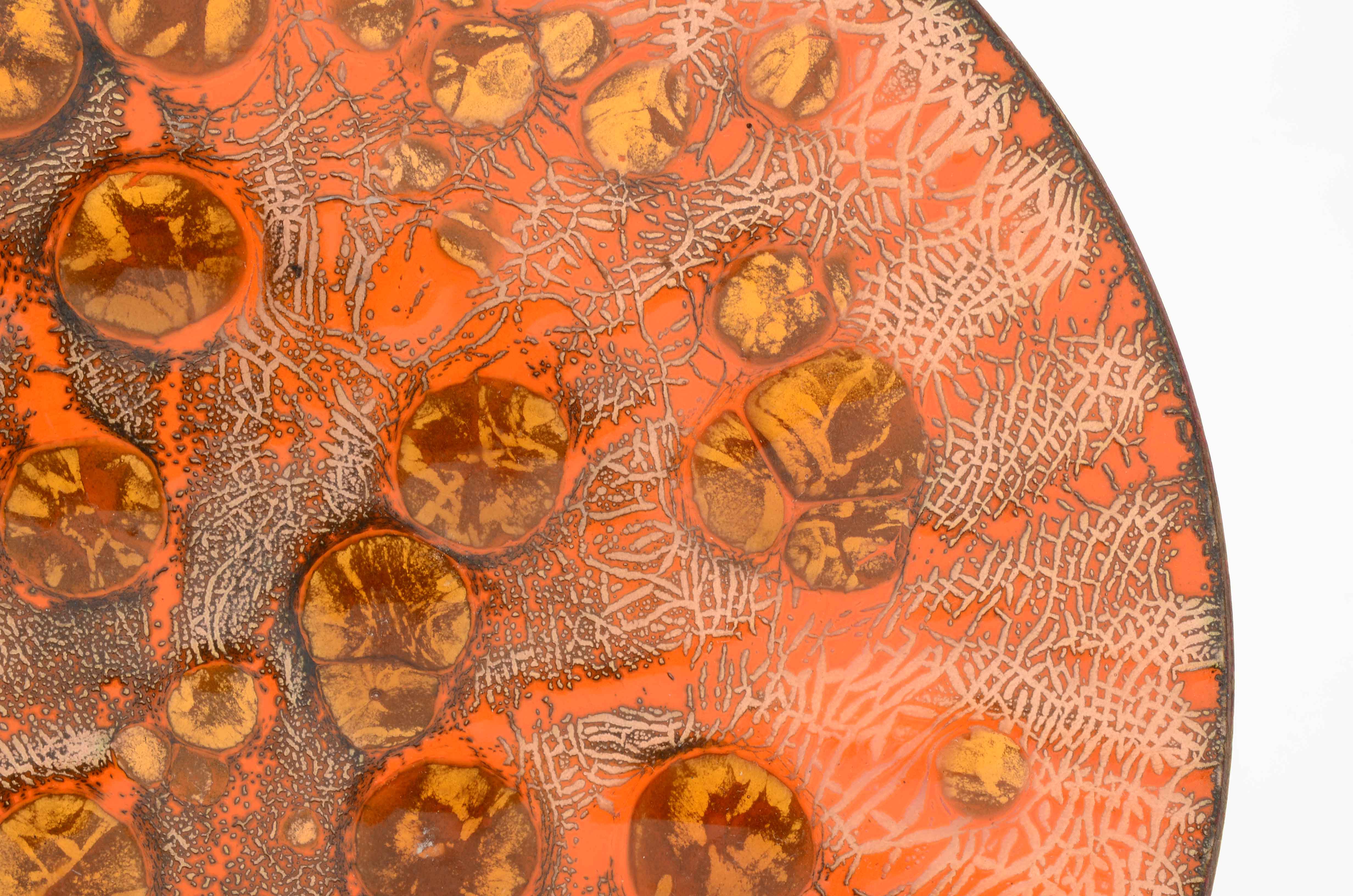 Vintage Hildegard Orange and Gold Enamel Plate