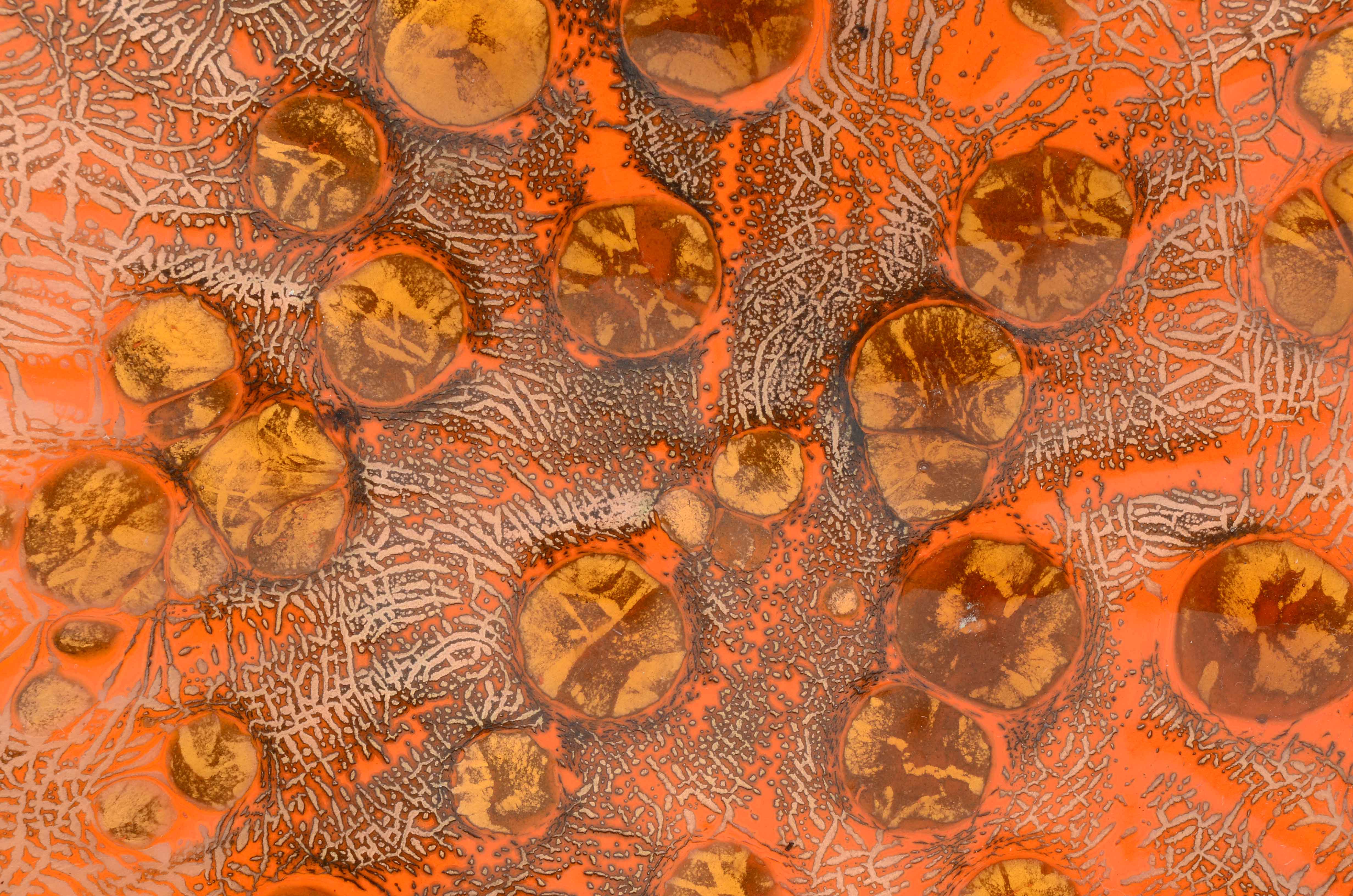 Vintage Hildegard Orange and Gold Enamel Plate