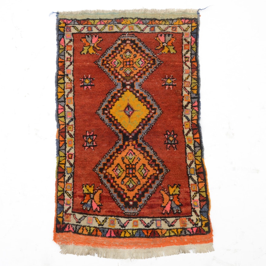 Small Mid-Century Hand-Knotted Caucasian-Style Rug