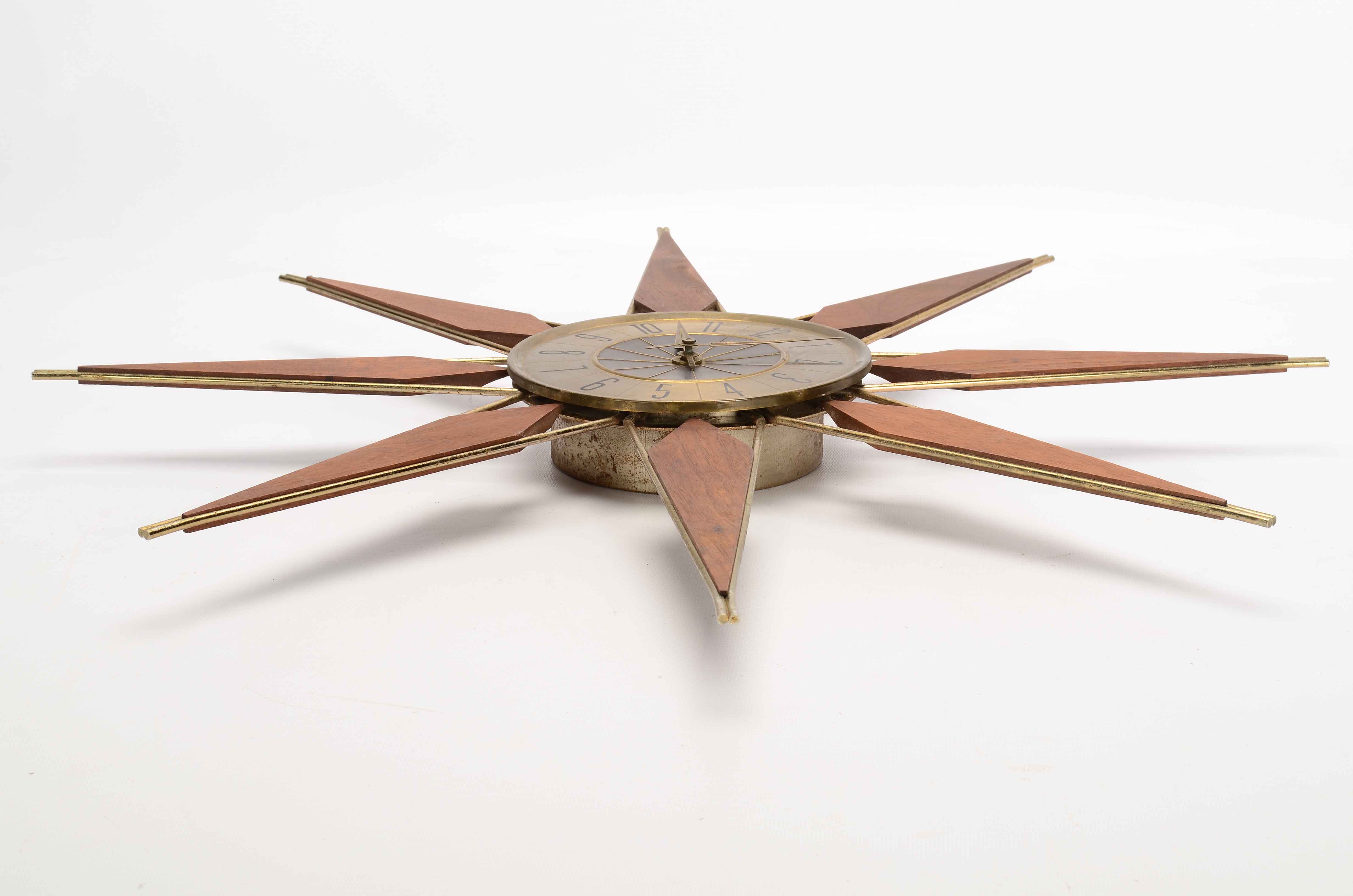 Elgin Walnut Sunburst Wall Clock