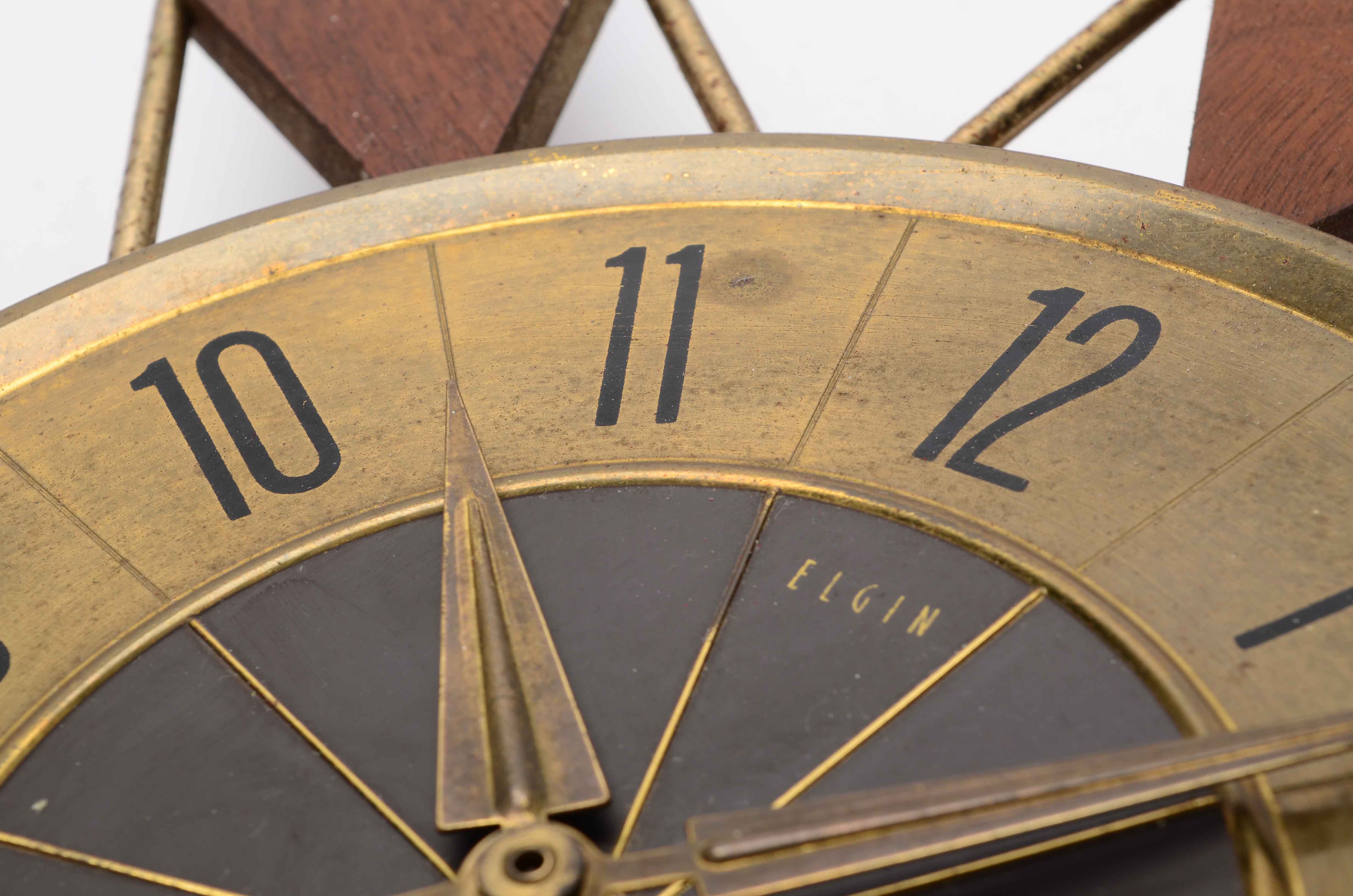 Elgin Walnut Sunburst Wall Clock