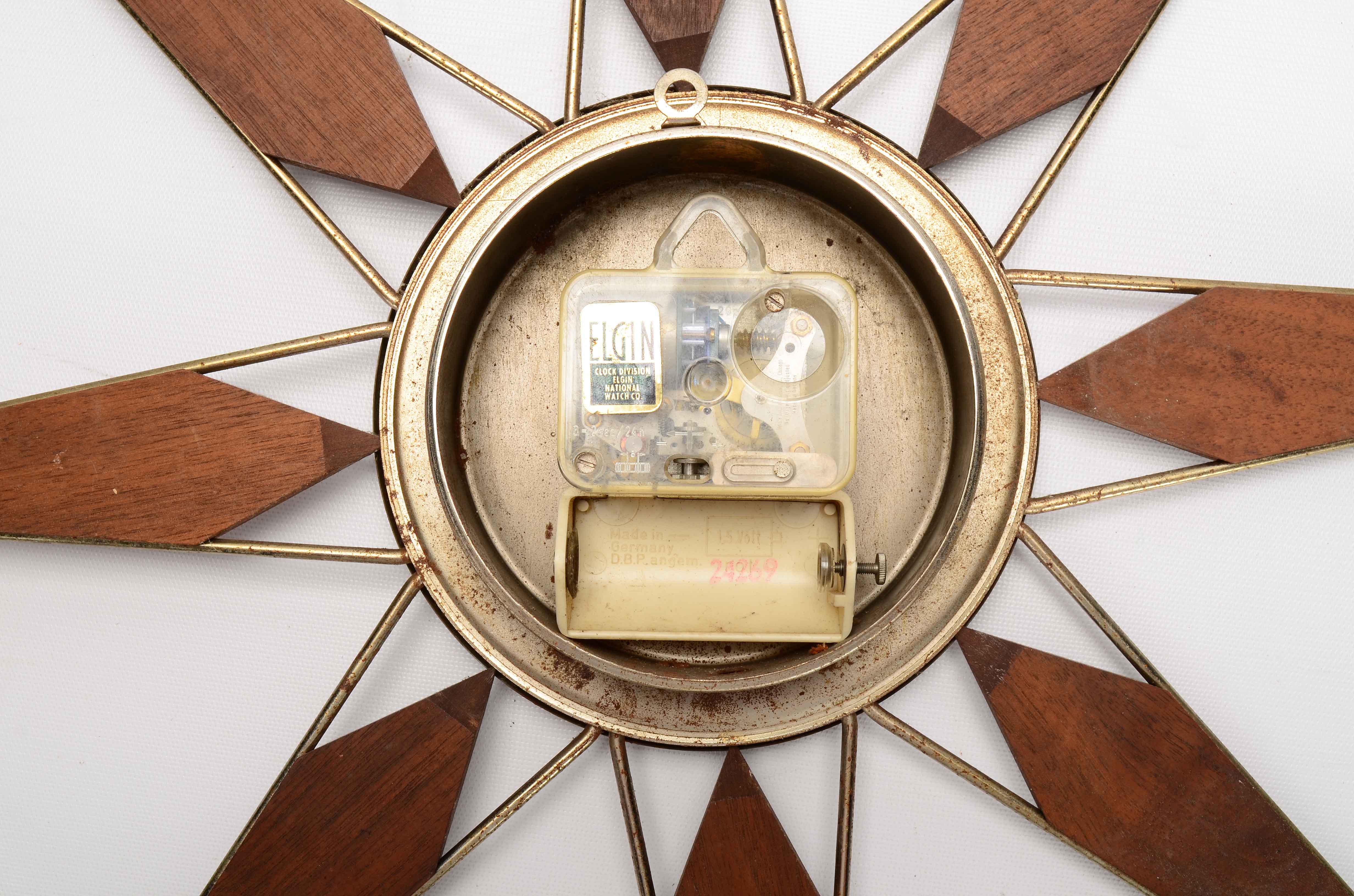 Elgin Walnut Sunburst Wall Clock