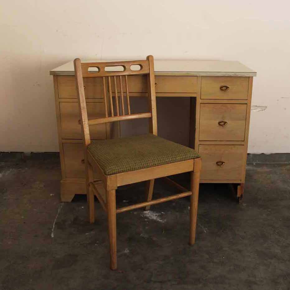 Mid-Century Desk and Maple Chair