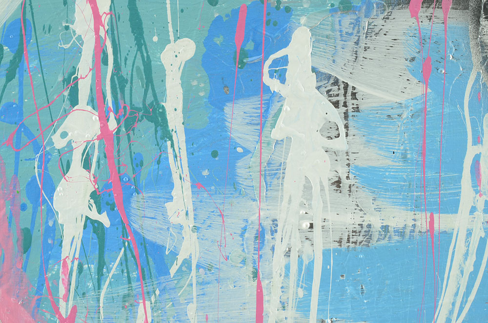 J. Popolin Original Abstract Acrylic and Spray Paint on Canvas