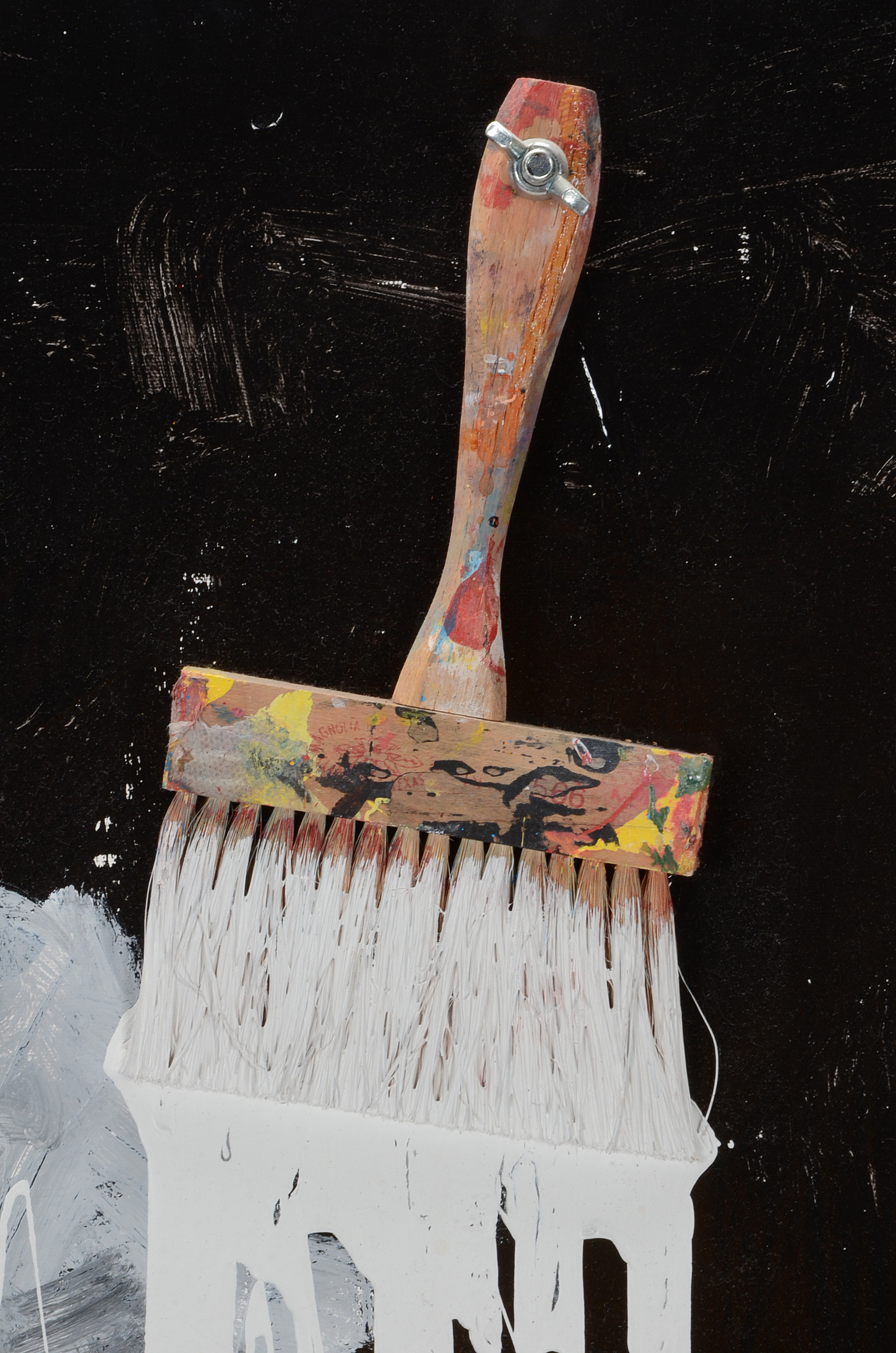 Robbie Kemper Original Acrylic Modernist Combine Painting on Canvas "Paint Brush with Drips"