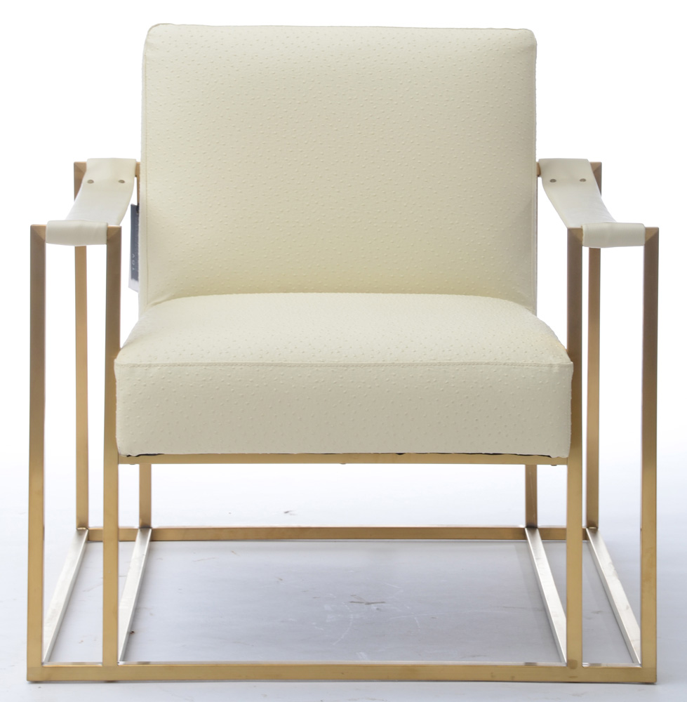 Pair of TOV "Baxter" Brass Framed Lounge Chairs