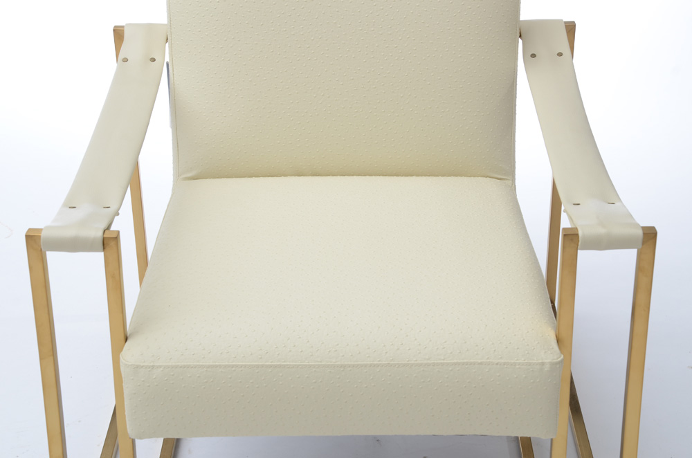 Pair of TOV "Baxter" Brass Framed Lounge Chairs