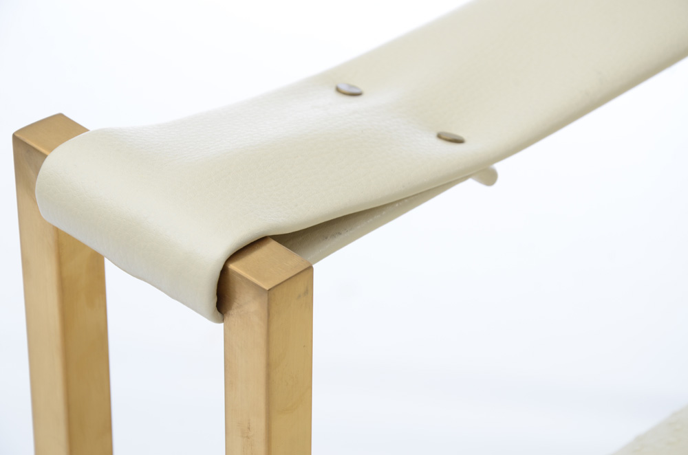 Pair of TOV "Baxter" Brass Framed Lounge Chairs