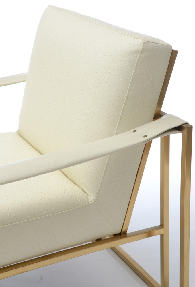 Pair of TOV "Baxter" Brass Framed Lounge Chairs