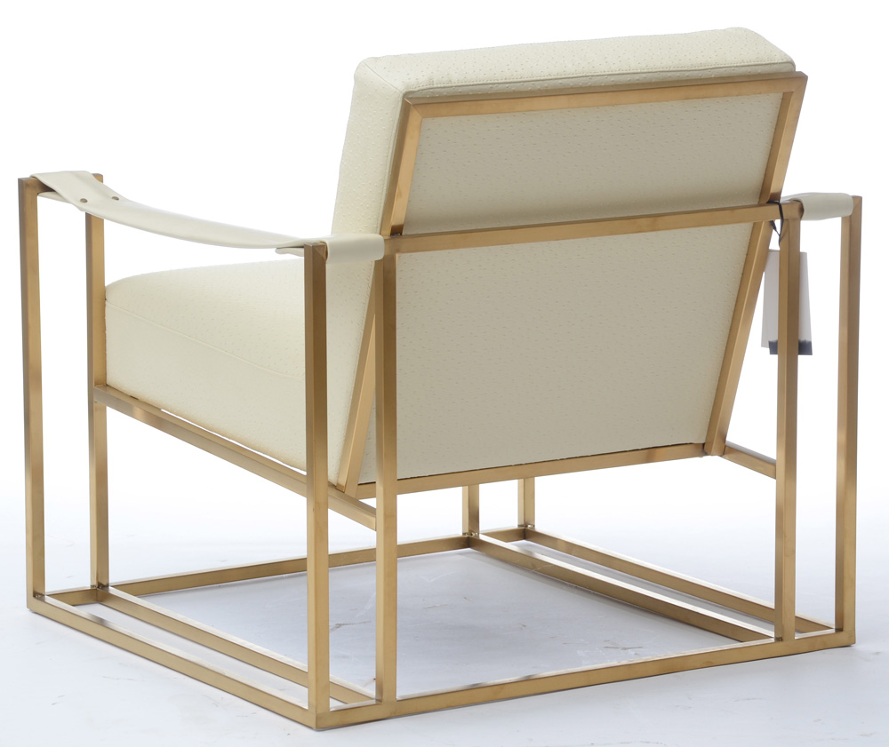 Pair of TOV "Baxter" Brass Framed Lounge Chairs