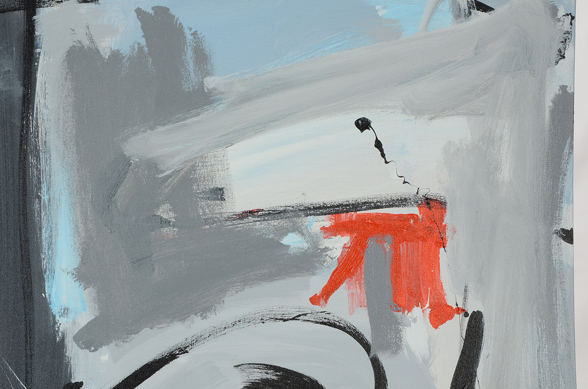 Robbie Kemper Original Abstract Acrylic on Canvas "Grays with Blue Black Orange"