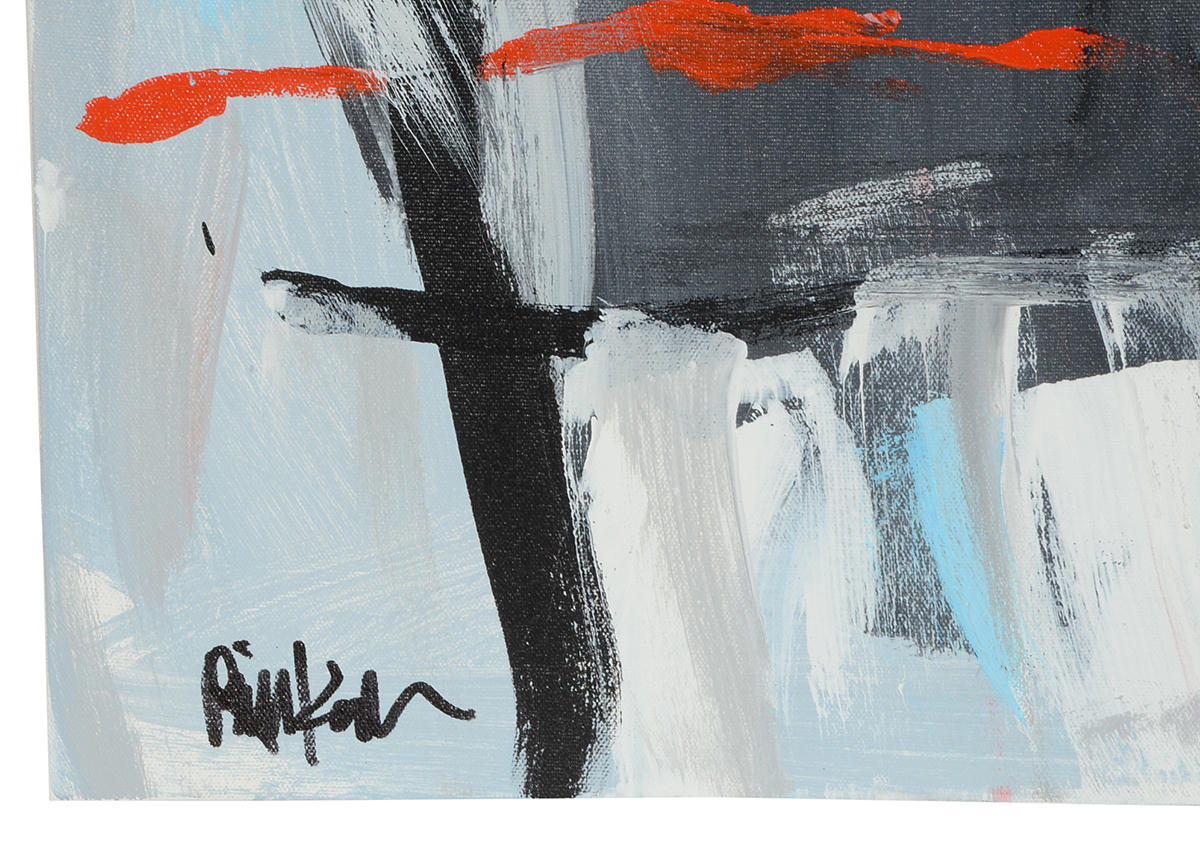Robbie Kemper Original Abstract Acrylic on Canvas "Grays with Blue Black Orange"