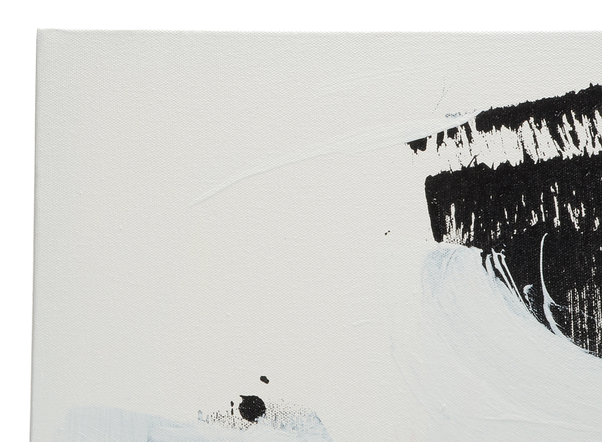 Robbie Kemper Original Abstract Acrylic on Canvas "White Diagonals Over Black"