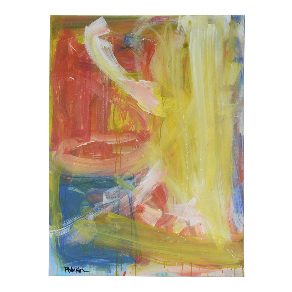 Robbie Kemper Original Abstract Mixed Media Painting "Blue Square"