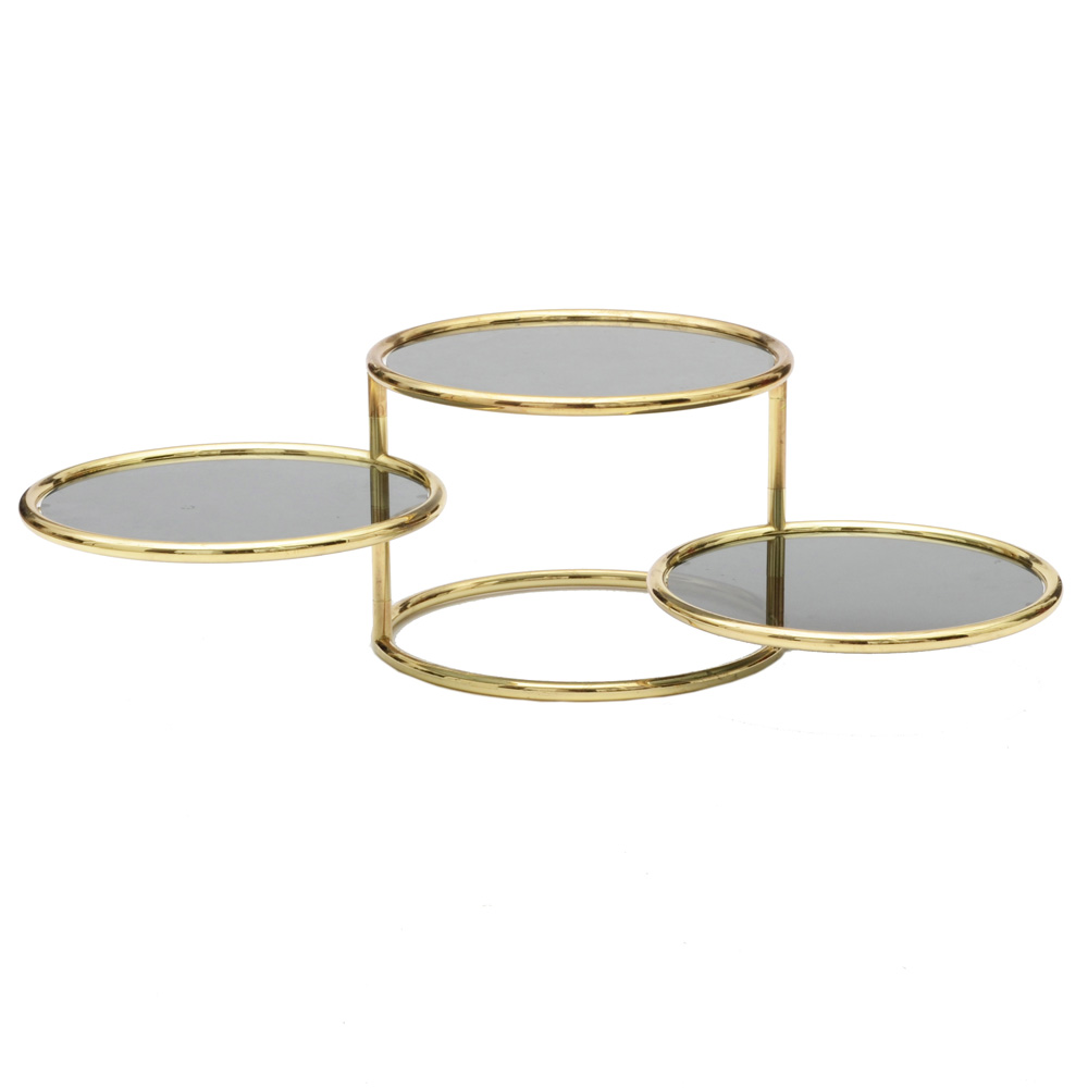 Mid Century Modern Brass Accent Table with Rotating Shelves