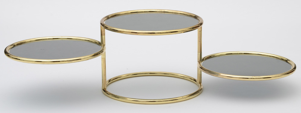 Mid Century Modern Brass Accent Table with Rotating Shelves