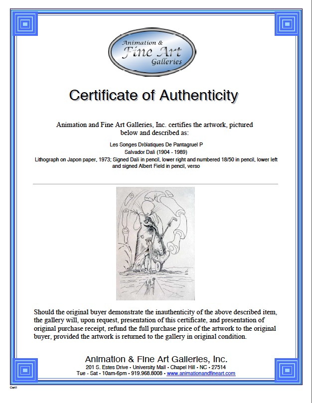Salvador Dalí Original Lithograph from "Les songes drôlatiques de Pantagruel"