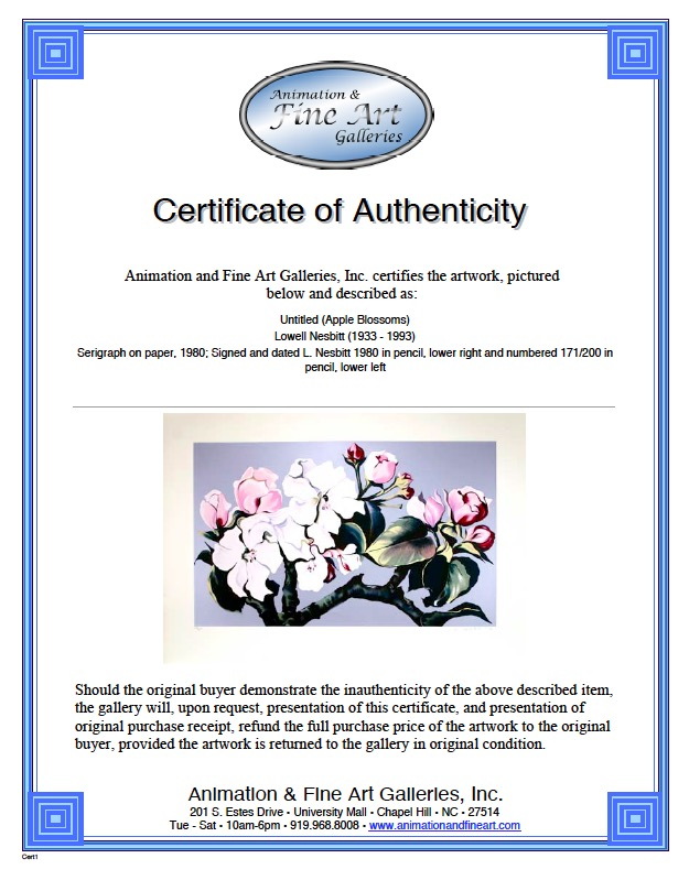 Lowell Nesbitt 1980 Signed Limited Edition Serigraph "Apple Blossom"