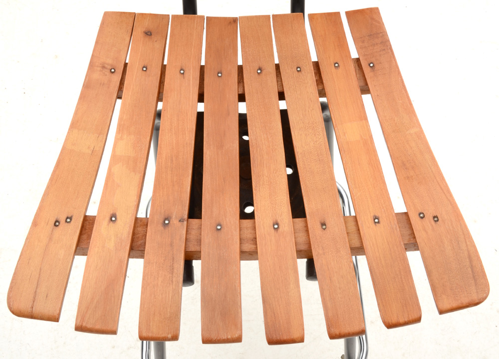 Set of Five Arthur Umanoff Style Slatted Bar Stools