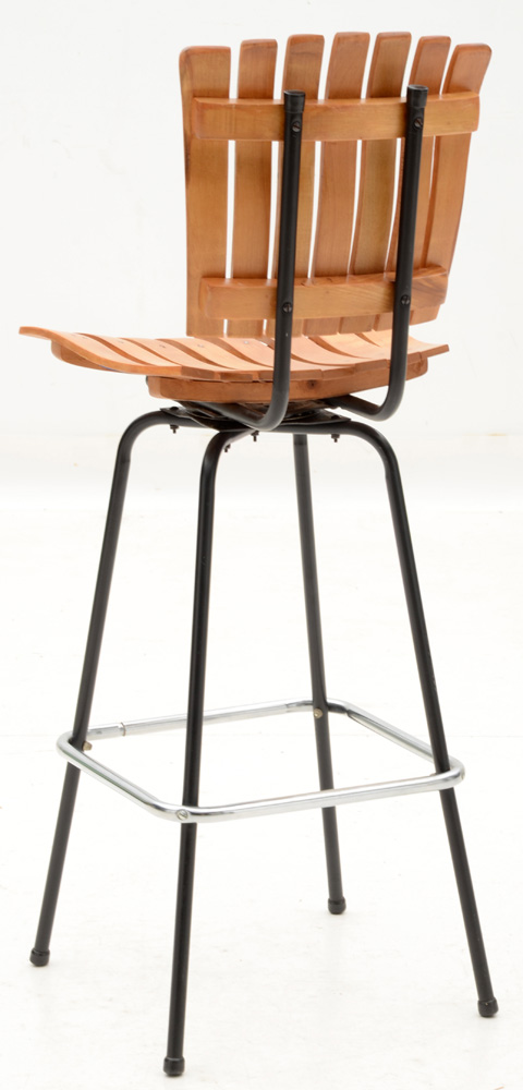 Set of Five Arthur Umanoff Style Slatted Bar Stools