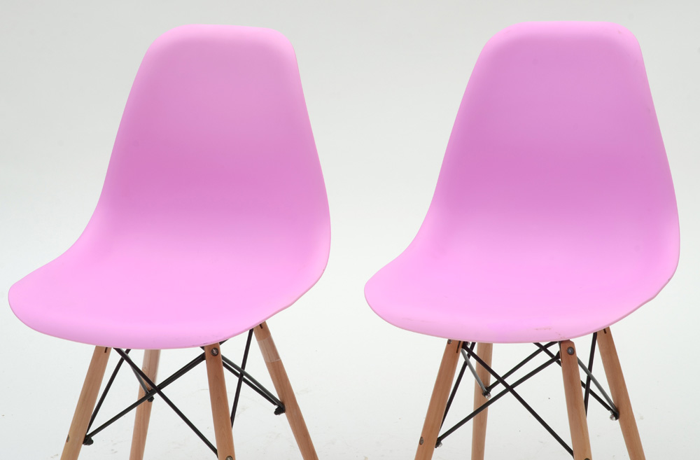 Pair of Lilac / Rose Molded Shell Chairs