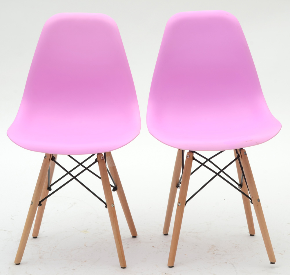 Pair of Lilac / Rose Molded Shell Chairs