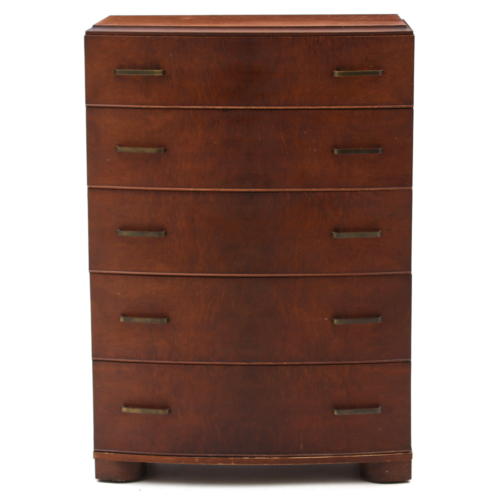 Walnut Five Drawer Tall Chest