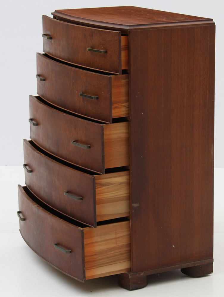 Walnut Five Drawer Tall Chest