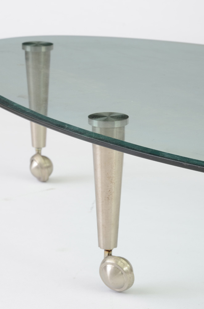 Modern Style Oval Beveled Glass Cocktail Table