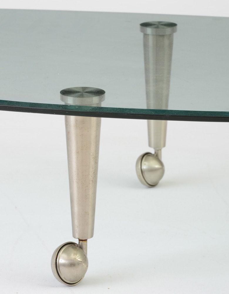 Modern Style Oval Beveled Glass Cocktail Table